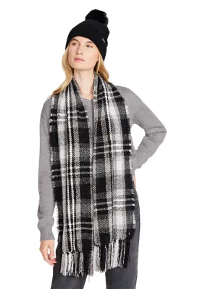 Chenille Plaid Printed Scarf