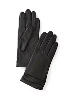 Ruched Leather Gloves