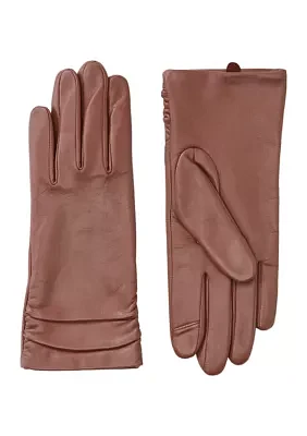 Ruched Leather Gloves