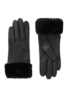 Fur Trimmed Leather Gloves