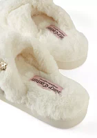 Faux Fur Cross Slide Slippers