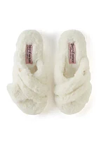 Faux Fur Cross Slide Slippers