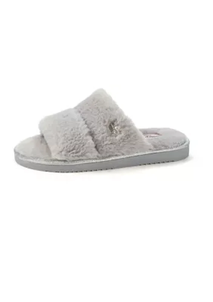 Faux Fur Double Band Slide Slippers