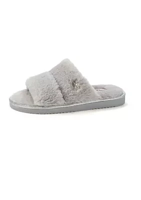 Faux Fur Double Band Slide Slippers