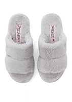 Faux Fur Double Band Slide Slippers