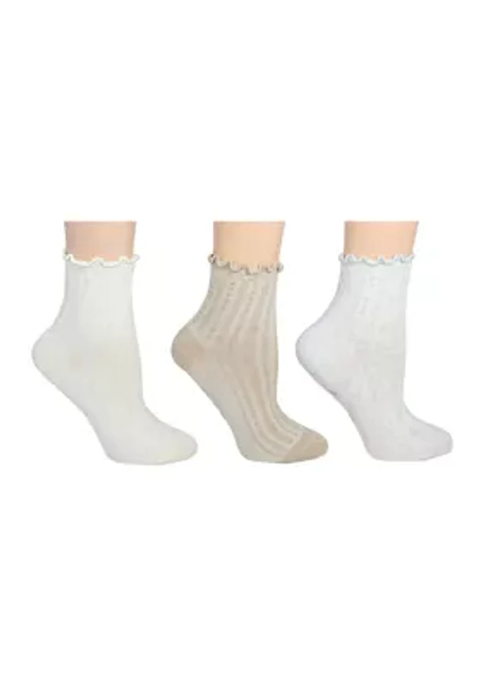 3 Pack Lettuce Trim Anklet Socks