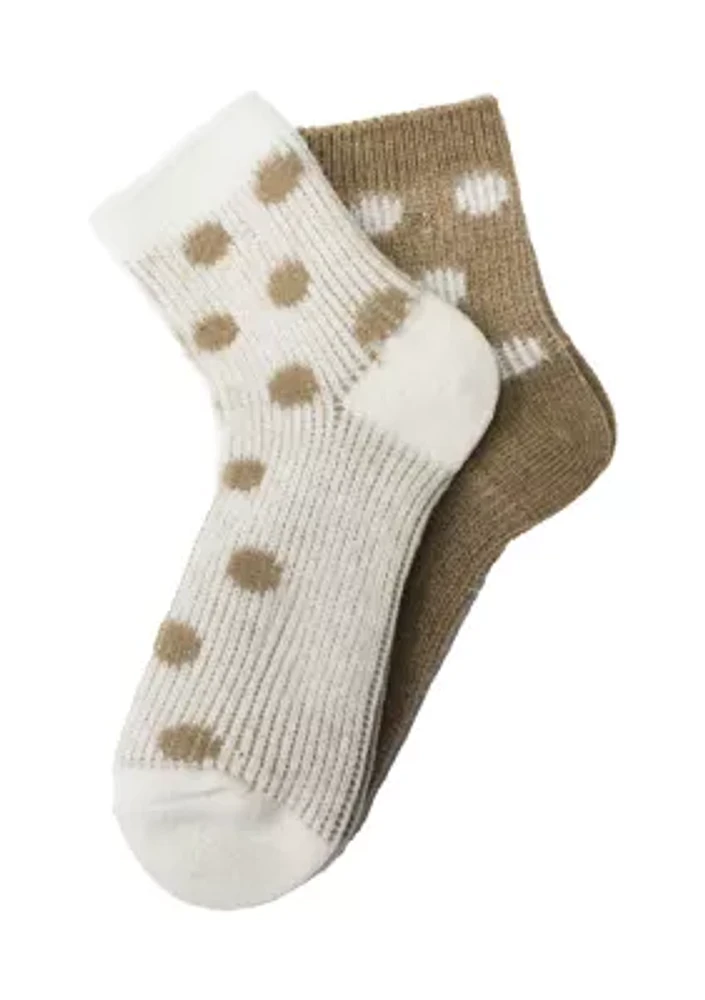 Brushed Feather Dot Printed Midi Boot Socks - 2 Pack