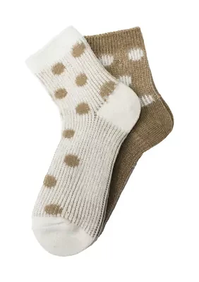 Brushed Feather Dot Printed Midi Boot Socks - 2 Pack