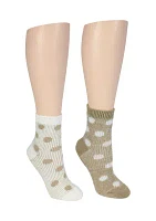 Brushed Feather Dot Printed Midi Boot Socks - 2 Pack