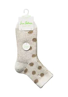 Brushed Feather Dot Printed Midi Boot Socks - 2 Pack