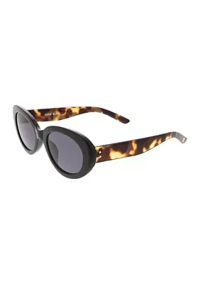 Slim Oval Sunglasses with Foil Rivets