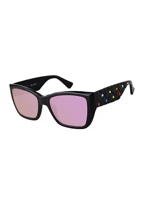 Kensington Rectangular Frame Crystal Sunglasses