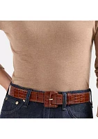 Wide Covered Leather Buckle Belt