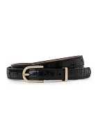 Skinny Leather Gold Buckle Belt