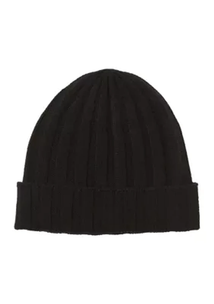 Cashmere Ribbed Cuff Hat