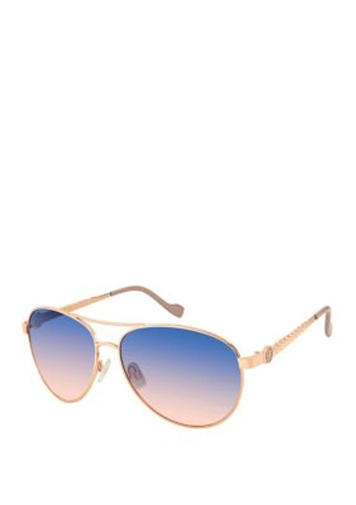 Metal Aviator Logo Sunglasses