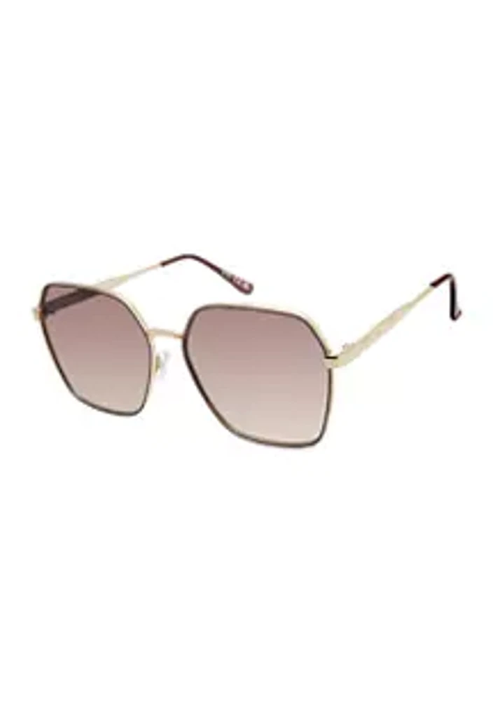 Jessica Simpson Metal Geometric Frame Sunglasses