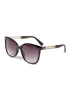 Plastic Cat Eye Metal Open Temple Sunglasses