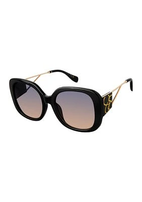 Plastic Oval Open Metal Temple Sunglasses