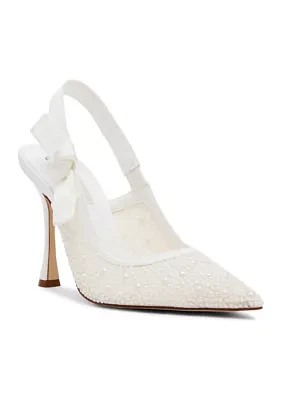 Bri Pearl Bow Slingback Heels