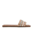 Thread Embellished Single Band Sandals