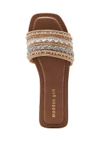 Thread Embellished Single Band Sandals