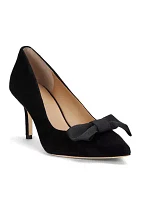 Lanette Bow-Trim Suede Pumps