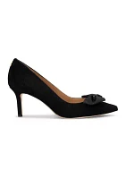 Lanette Bow-Trim Suede Pumps