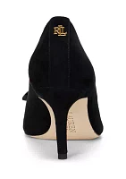 Lanette Bow-Trim Suede Pumps