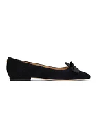 Londyn Bow-Trim Suede Ballet Flats