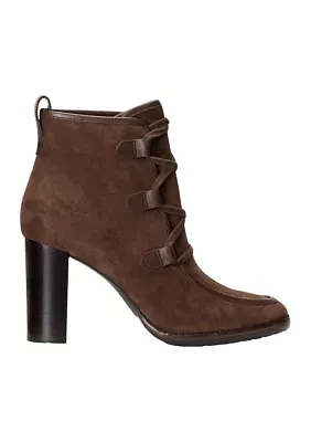 Mabel Leather Trim Suede Booties