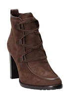 Mabel Leather Trim Suede Booties