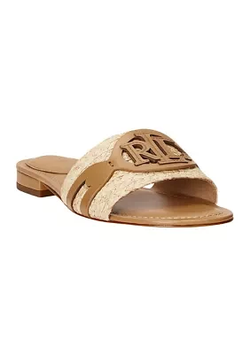 Alegra Raffia and Leather Slide Sandals