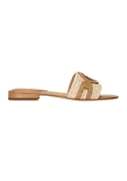 Alegra Raffia and Leather Slide Sandals