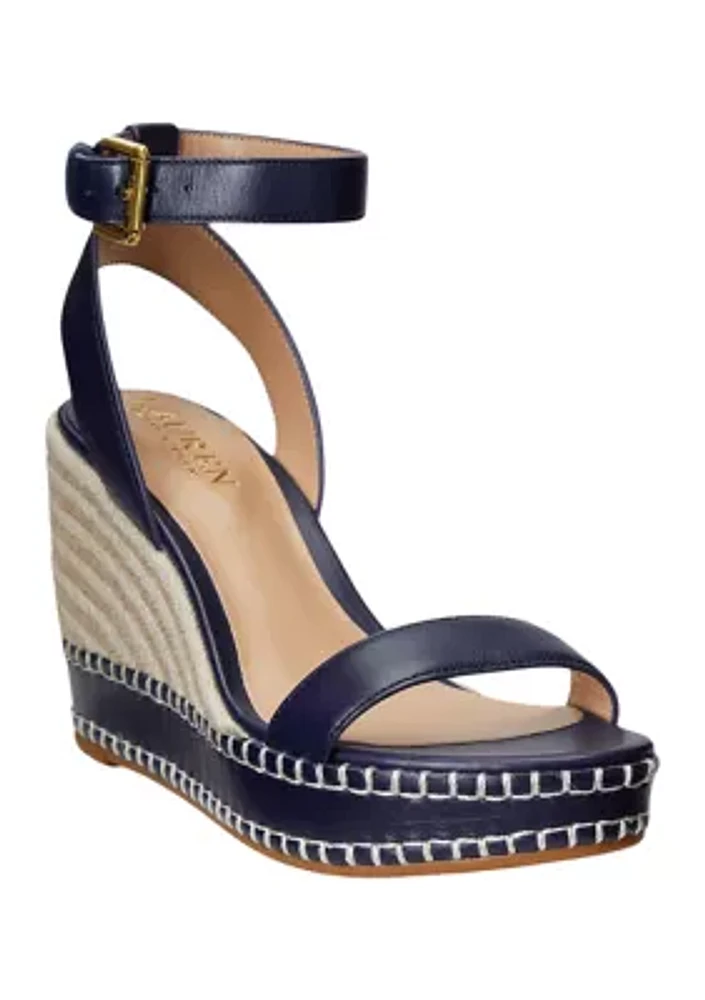 Hilarie Burnished Leather Espadrille Sandals