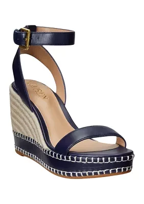 Hilarie Burnished Leather Espadrille Sandals