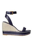 Hilarie Burnished Leather Espadrille Sandals