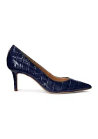 Lanette Crocodile-Embossed Leather Pumps