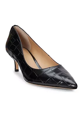 Adrienne Crocodile Embossed Leather Pumps