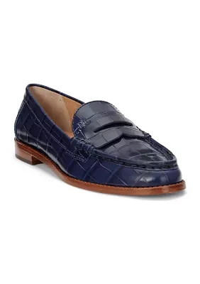 Wynnie Crocodile Embossed Leather Loafers
