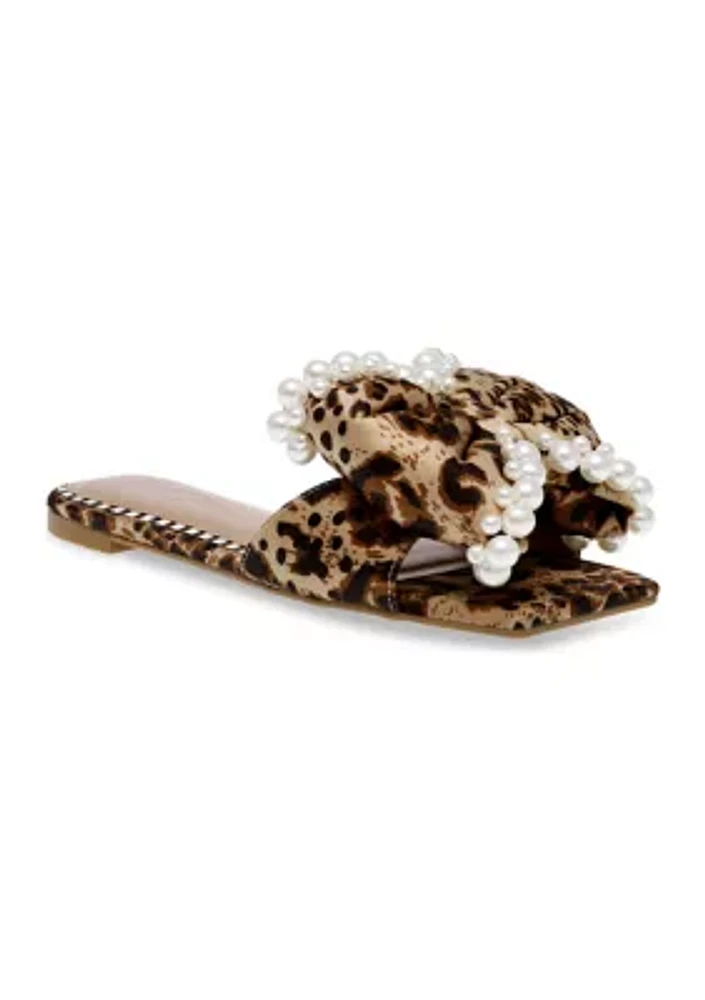 Liah Leopard Pearl Slide Sandals