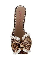 Liah Leopard Pearl Slide Sandals