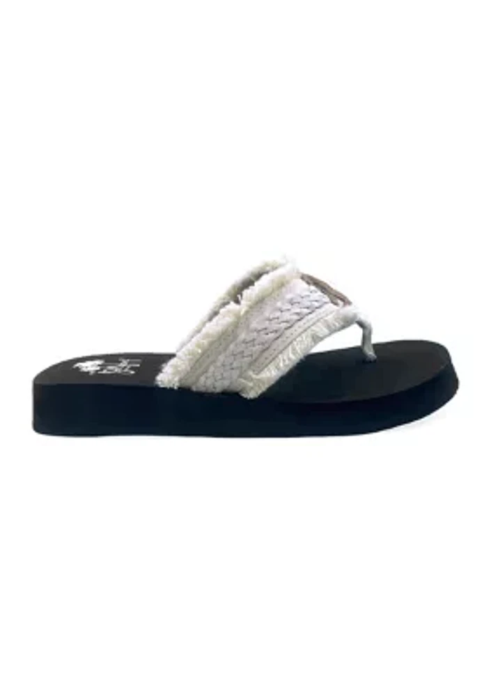 Toriana Woven Fringe Flip Flop Thong Sandals