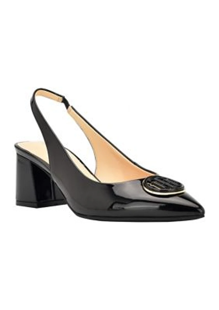 Nileo Block Heeled Sling Back Pumps