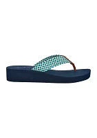 Raurei Lattice Wedge Flat Thong Flip Flop Sandals