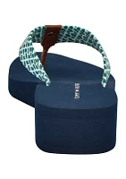 Raurei Lattice Wedge Flat Thong Flip Flop Sandals