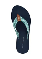Raurei Lattice Wedge Flat Thong Flip Flop Sandals