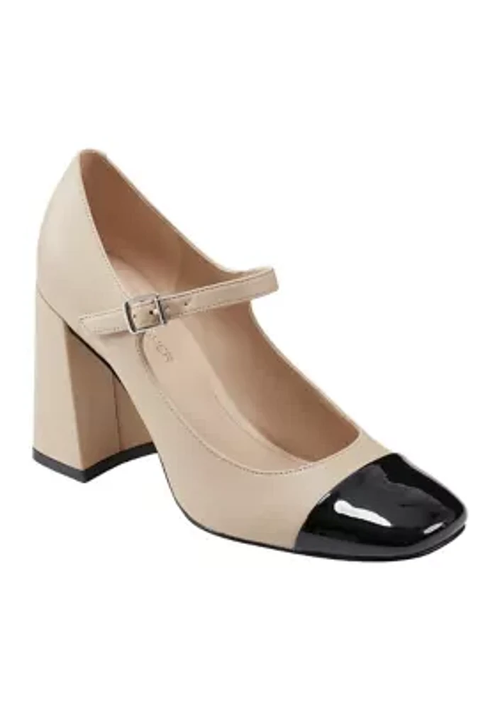 Charine Square Toe Block Heel Dress Pumps