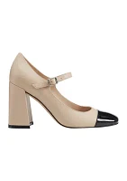 Charine Square Toe Block Heel Dress Pumps