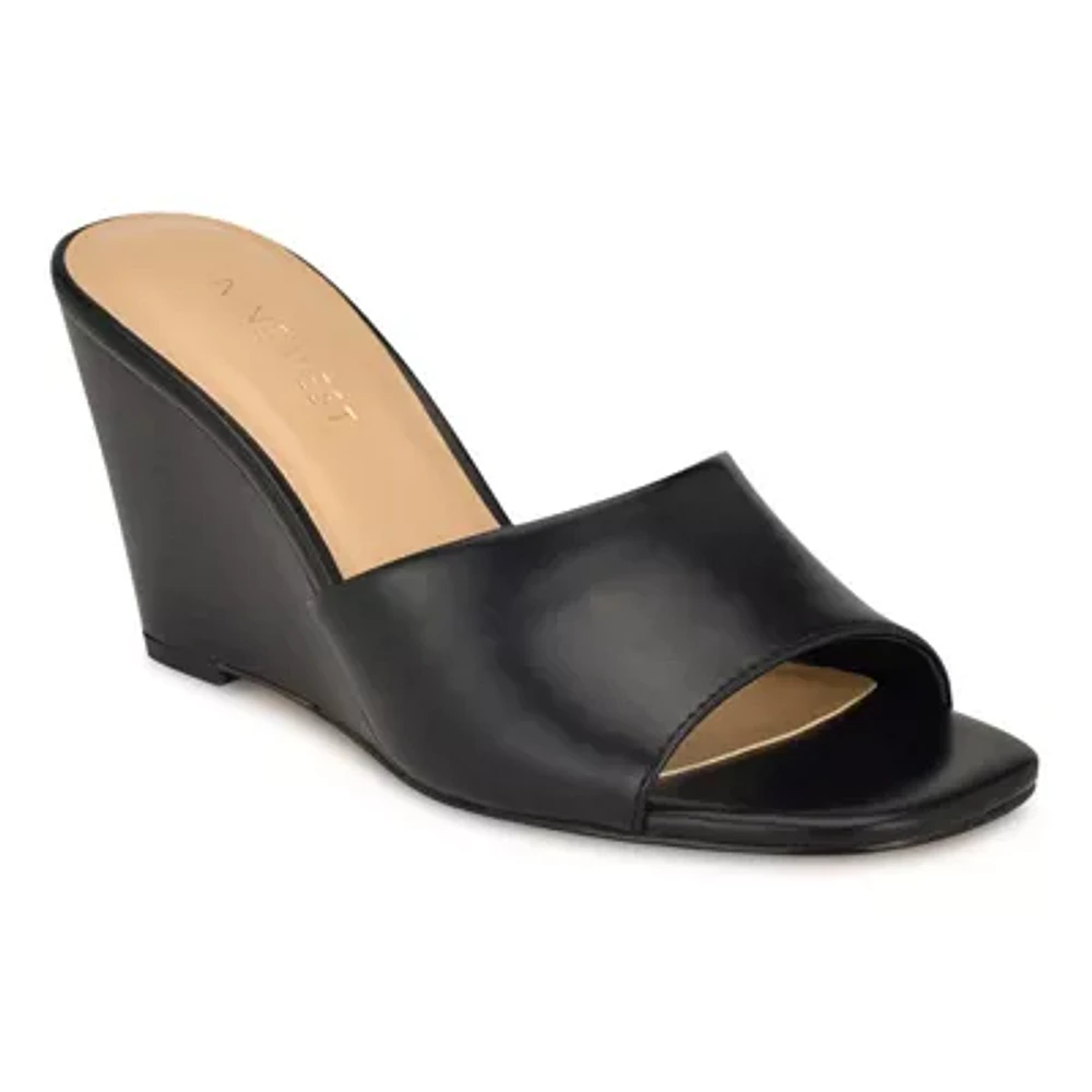 Niya Square Toe Slip-on Wedge Dress Sandals